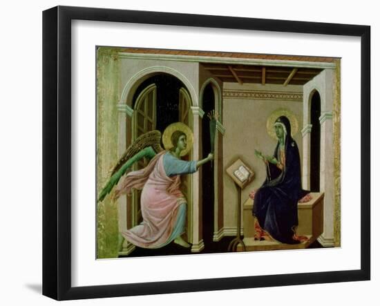 Angel Announcing the Death of Our Lord to Mary-Duccio di Buoninsegna-Framed Giclee Print