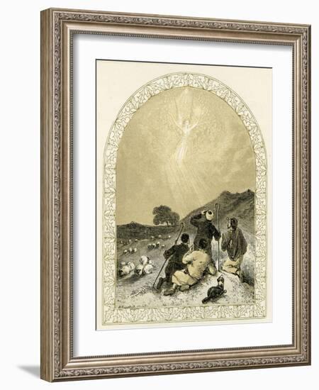 Angel appears to shepherds - Bible-Myles Birket Foster-Framed Giclee Print