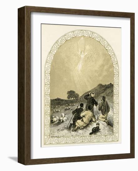 Angel appears to shepherds - Bible-Myles Birket Foster-Framed Giclee Print