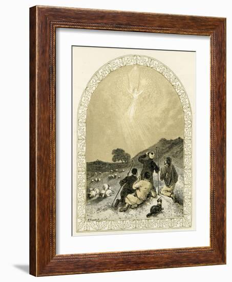 Angel appears to shepherds - Bible-Myles Birket Foster-Framed Giclee Print