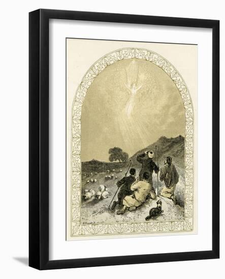 Angel appears to shepherds - Bible-Myles Birket Foster-Framed Giclee Print