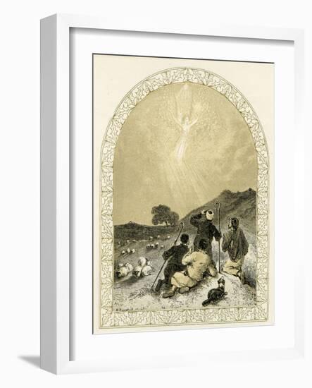 Angel appears to shepherds - Bible-Myles Birket Foster-Framed Giclee Print