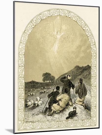 Angel appears to shepherds - Bible-Myles Birket Foster-Mounted Giclee Print