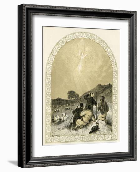 Angel appears to shepherds - Bible-Myles Birket Foster-Framed Giclee Print