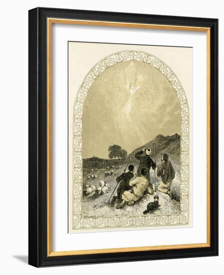 Angel appears to shepherds - Bible-Myles Birket Foster-Framed Giclee Print