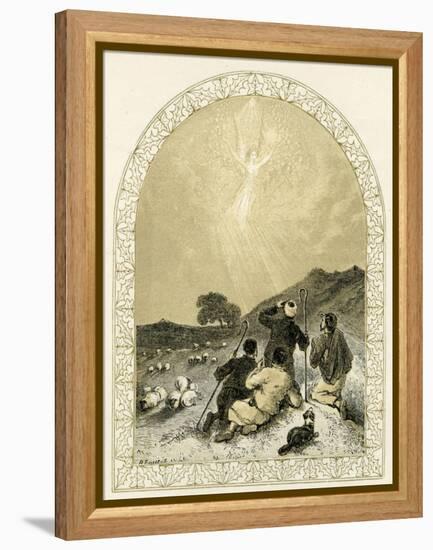 Angel appears to shepherds - Bible-Myles Birket Foster-Framed Premier Image Canvas