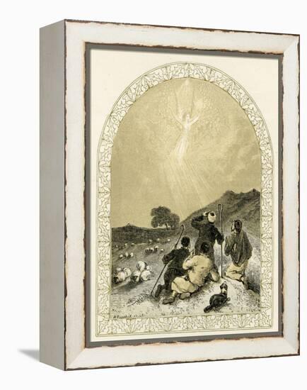 Angel appears to shepherds - Bible-Myles Birket Foster-Framed Premier Image Canvas