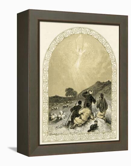 Angel appears to shepherds - Bible-Myles Birket Foster-Framed Premier Image Canvas