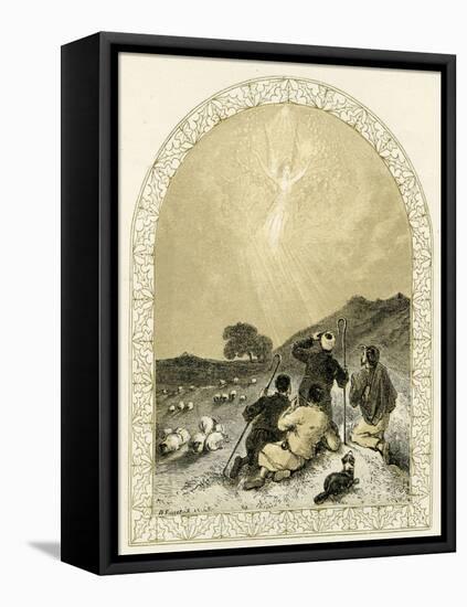 Angel appears to shepherds - Bible-Myles Birket Foster-Framed Premier Image Canvas