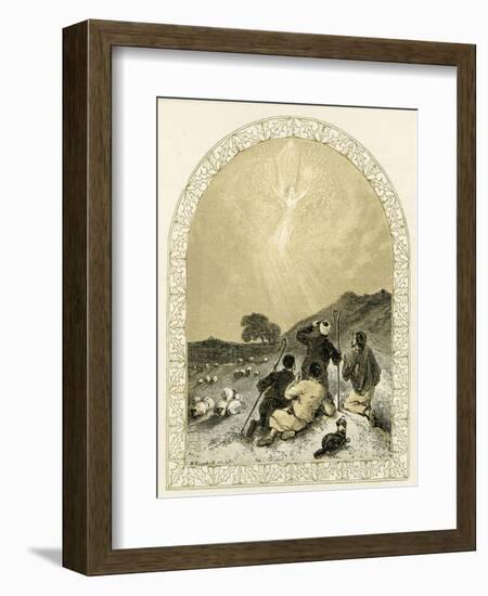 Angel appears to shepherds - Bible-Myles Birket Foster-Framed Giclee Print