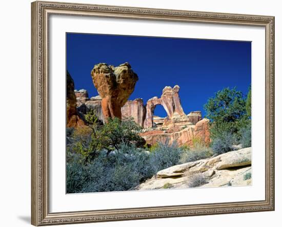 Angel Arch and the Molar in the Salt Creek Valley, Canyonlands National Park, Utah, USA-Bernard Friel-Framed Photographic Print