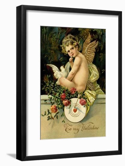 Angel Girl with Dove-null-Framed Art Print