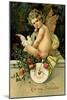 Angel Girl with Dove-null-Mounted Art Print