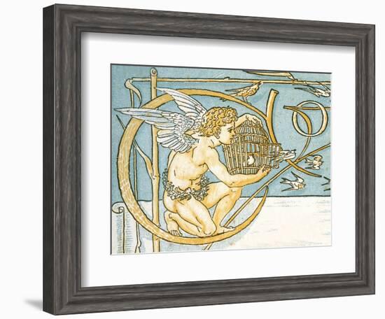 Angel Offering a Wicker Cage with an Open Door Allowing the Song Birds to Escape, Contents Page…-Walter Crane-Framed Giclee Print