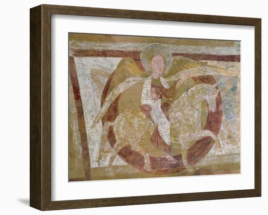 Angel on Horseback, from the Ceiling of the Crypt (Fresco) (See 162691, 170068 and 170069)-French School-Framed Giclee Print