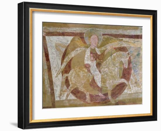 Angel on Horseback, from the Ceiling of the Crypt (Fresco) (See 162691, 170068 and 170069)-French School-Framed Giclee Print