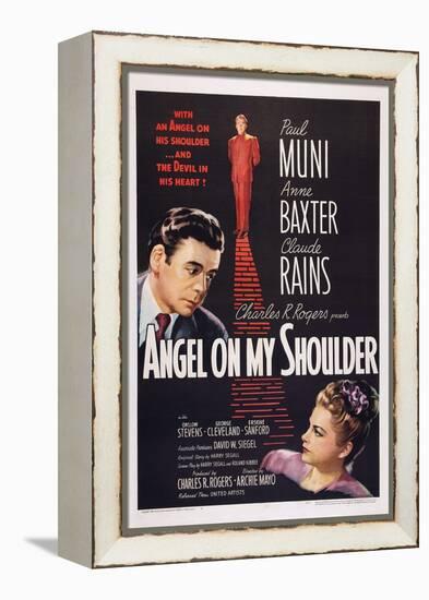 Angel on My Shoulder, from Left: Paul Muni, Claude Rains, Anne Baxter, 1946-null-Framed Stretched Canvas