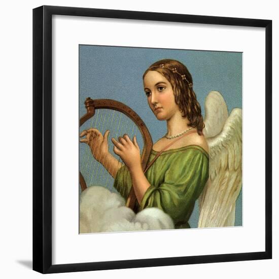 Angel Playing Harp-null-Framed Giclee Print