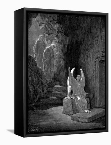 Angel Showing Mary Magdalene and 'The Other Mary' Christ's Empty Tomb, 1865-1866-Gustave Doré-Framed Premier Image Canvas