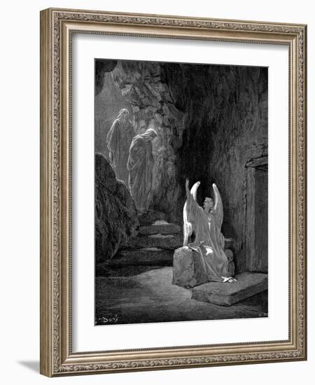 Angel Showing Mary Magdalene and 'The Other Mary' Christ's Empty Tomb, 1865-1866-Gustave Doré-Framed Giclee Print