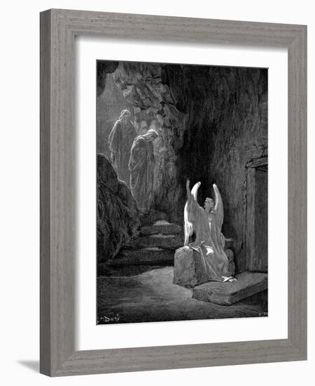 Angel Showing Mary Magdalene and 'The Other Mary' Christ's Empty Tomb, 1865-1866-Gustave Doré-Framed Giclee Print