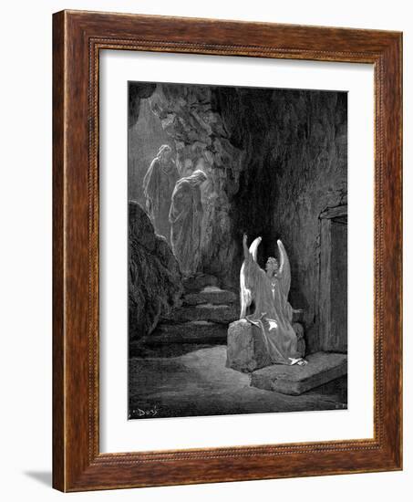 Angel Showing Mary Magdalene and 'The Other Mary' Christ's Empty Tomb, 1865-1866-Gustave Doré-Framed Giclee Print