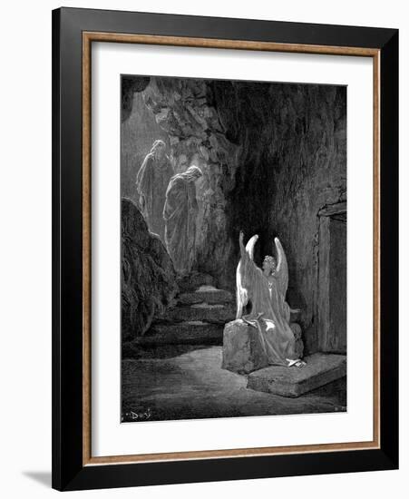 Angel Showing Mary Magdalene and 'The Other Mary' Christ's Empty Tomb, 1865-1866-Gustave Doré-Framed Giclee Print