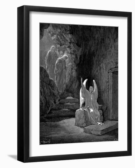 Angel Showing Mary Magdalene and 'The Other Mary' Christ's Empty Tomb, 1865-1866-Gustave Doré-Framed Giclee Print