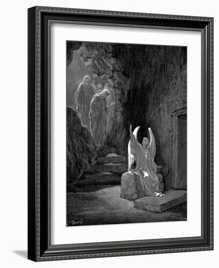 Angel Showing Mary Magdalene and 'The Other Mary' Christ's Empty Tomb, 1865-1866-Gustave Doré-Framed Giclee Print