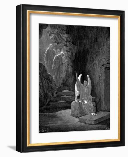 Angel Showing Mary Magdalene and 'The Other Mary' Christ's Empty Tomb, 1865-1866-Gustave Doré-Framed Giclee Print