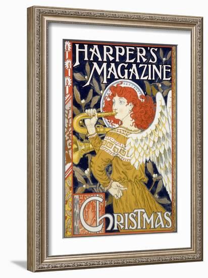 Angel Sounding of the Trumpet - American Christmas Poster for “Harper's Magazine”, by Eugene Grasse-Eugene Grasset-Framed Giclee Print