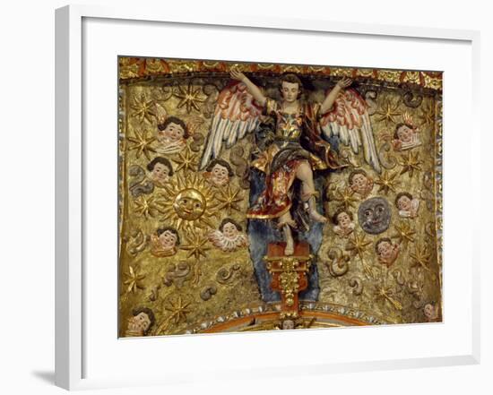 Angel Surrounded by Sun, Moon and Cherubs-null-Framed Giclee Print