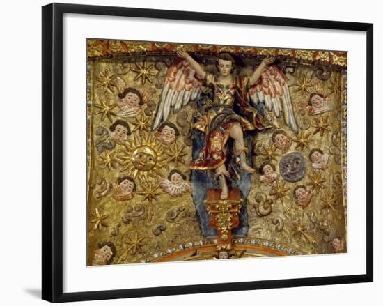 Angel Surrounded by Sun, Moon and Cherubs-null-Framed Giclee Print