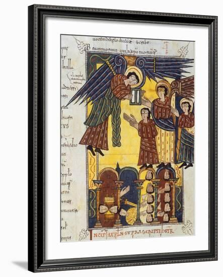 Angel with Book, Miniature from Review of the Apocalypse of Saint Beatus of Liebana-null-Framed Giclee Print