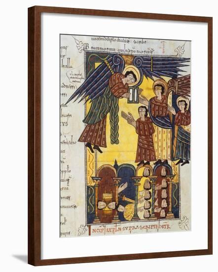 Angel with Book, Miniature from Review of the Apocalypse of Saint Beatus of Liebana-null-Framed Giclee Print