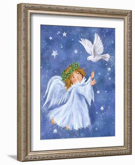Angel with Dove-MAKIKO-Framed Giclee Print