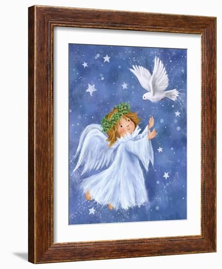 Angel with Dove-MAKIKO-Framed Giclee Print