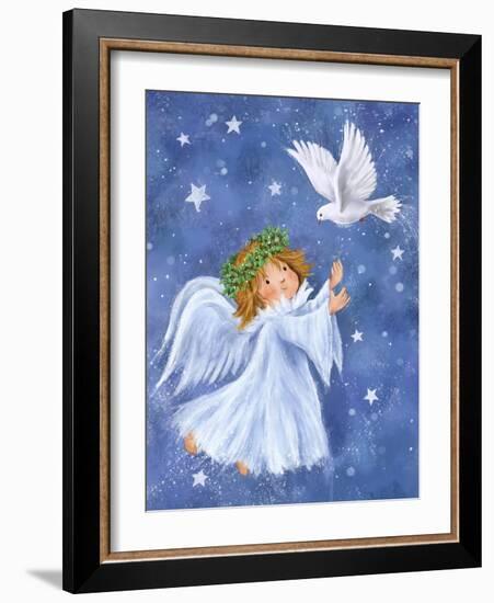 Angel with Dove-MAKIKO-Framed Giclee Print