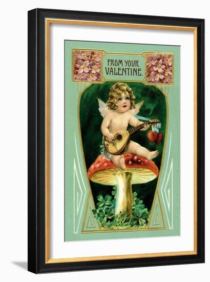 Angel with Mandolin and Mushrooms-null-Framed Art Print