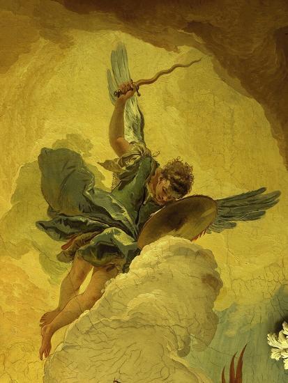 Angel With Sword And Shield From The Fall Of The Rebel Angels Fresco Grand Staircase Detail Giclee Print Giambattista Tiepolo Art Com
