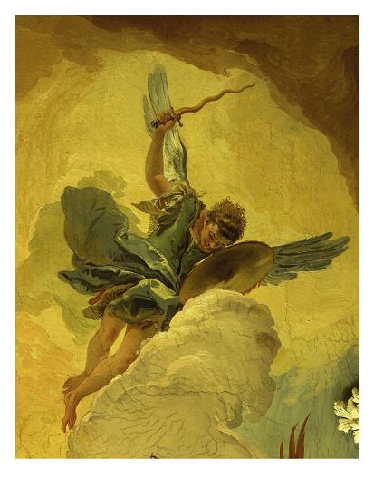 Angel With Sword And Shield From The Fall Of The Rebel Angels Fresco Grand Staircase Detail Giclee Print Giambattista Tiepolo Art Com