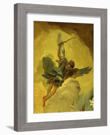 Angel with Sword and Shield, from the Fall of the Rebel Angels, Fresco, Grand Staircase (Detail)-Giambattista Tiepolo-Framed Giclee Print