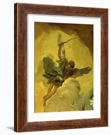 Angel with Sword and Shield, from the Fall of the Rebel Angels, Fresco, Grand Staircase (Detail)-Giambattista Tiepolo-Framed Giclee Print