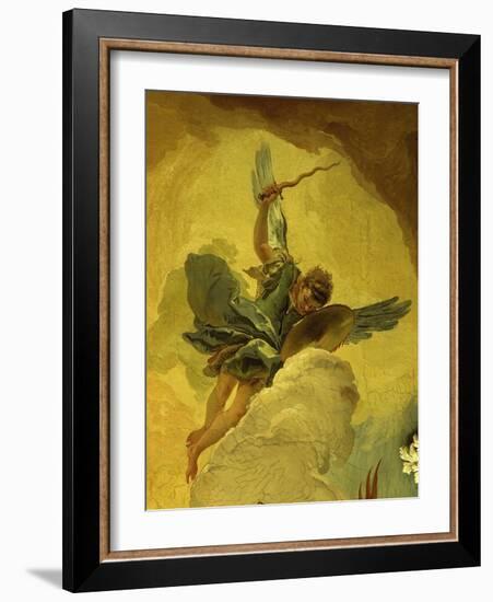 Angel with Sword and Shield, from the Fall of the Rebel Angels, Fresco, Grand Staircase (Detail)-Giambattista Tiepolo-Framed Giclee Print