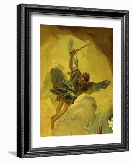 Angel with Sword and Shield, from the Fall of the Rebel Angels, Fresco, Grand Staircase (Detail)-Giambattista Tiepolo-Framed Giclee Print