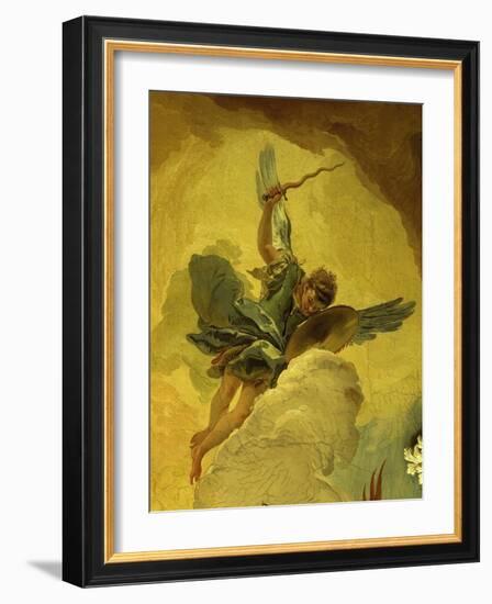 Angel with Sword and Shield, from the Fall of the Rebel Angels, Fresco, Grand Staircase (Detail)-Giambattista Tiepolo-Framed Giclee Print