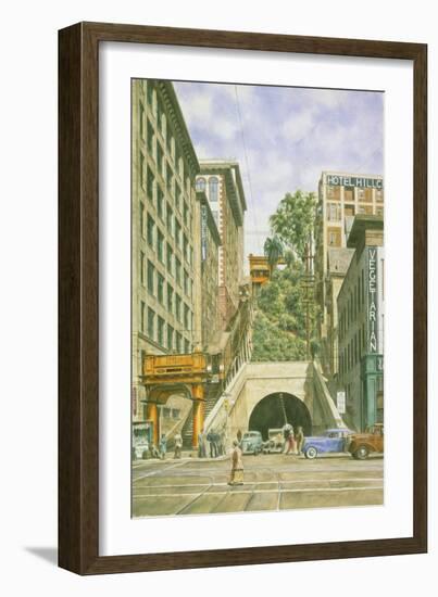 Angeles Flight Ca. 1942-Stanton Manolakas-Framed Giclee Print