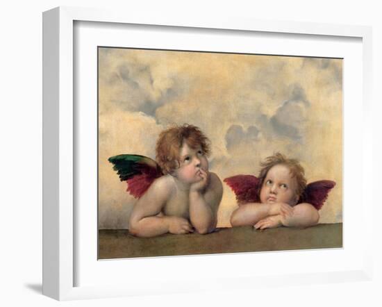 Angeli - Madonna Sistina-Raffaello Sanzio-Framed Art Print