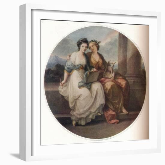 Angelica Kauffmann in the Character of Design listening to the Inspiration of Poetry, 1782, (1921)-Thomas Burke-Framed Giclee Print