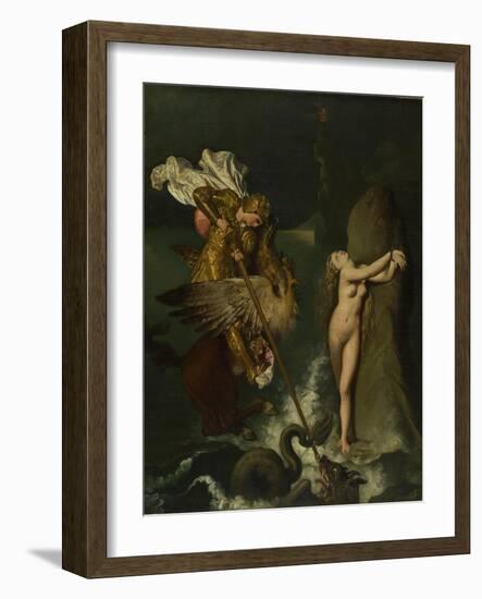 Angelica Saved by Ruggiero, 1819-1839-Jean-Auguste-Dominique Ingres-Framed Giclee Print